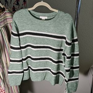 H&M Mint and Black Striped Sweater